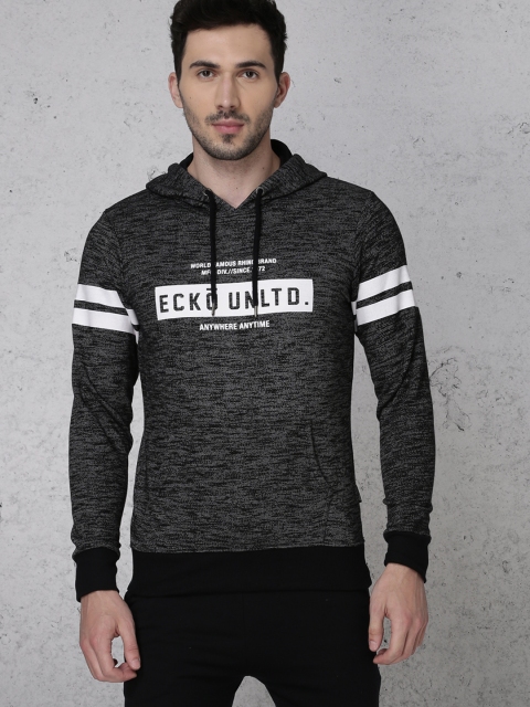 

Ecko Unltd Men Black Printed Hooded Sweatshirt