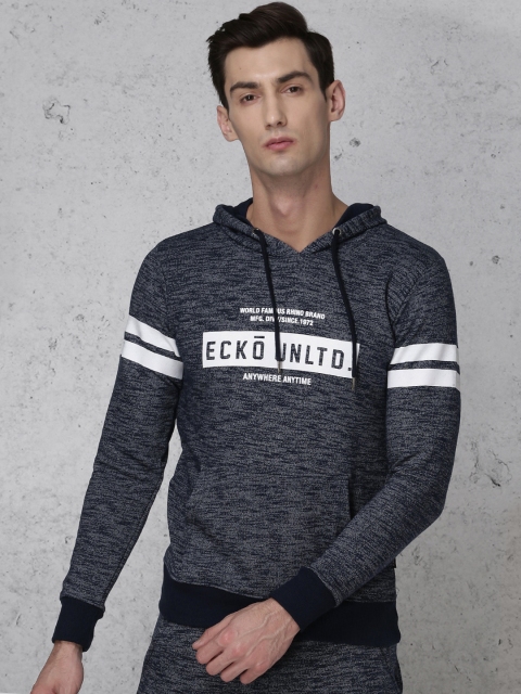 

Ecko Unltd Men Navy Printed Hooded Sweatshirt, Navy blue