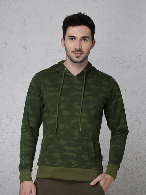 

Ecko Unltd Men Olive Green Slim Fit Printed Hooded Sweatshirt