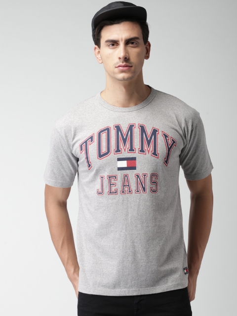

Tommy Hilfiger Men Grey Melange Printed Round Neck T-shirt