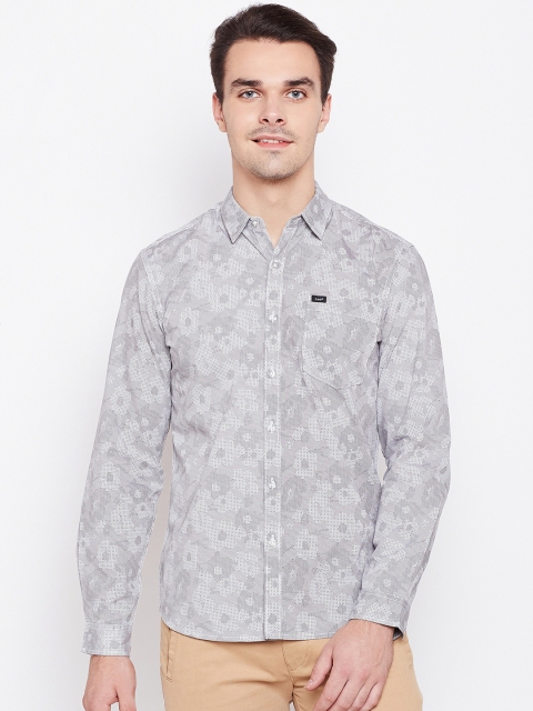 

Lee Men Grey Slim Fit Printed Casual Shirt