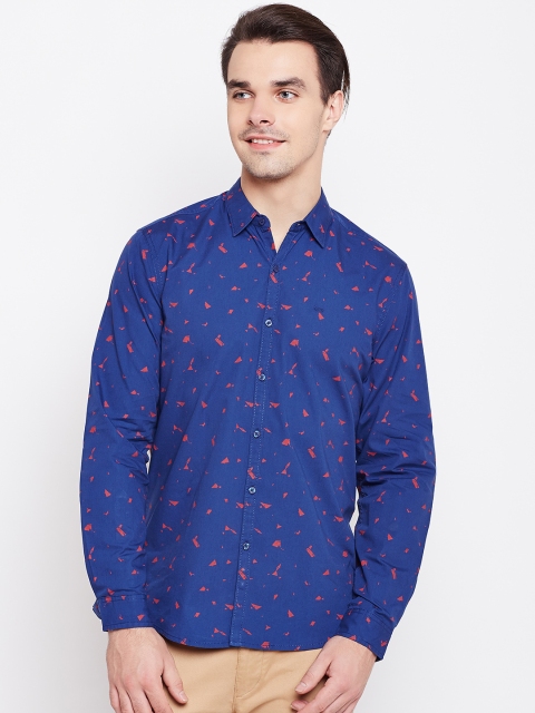 

Lee Men Navy & Red Super-Slim Fit Printed Casual Shirt, Navy blue