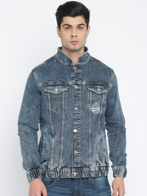 

Lee Men Blue Solid Faded Denim Jacket