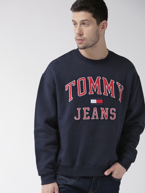 

Tommy Hilfiger Men Navy Blue Self Design Sweatshirt