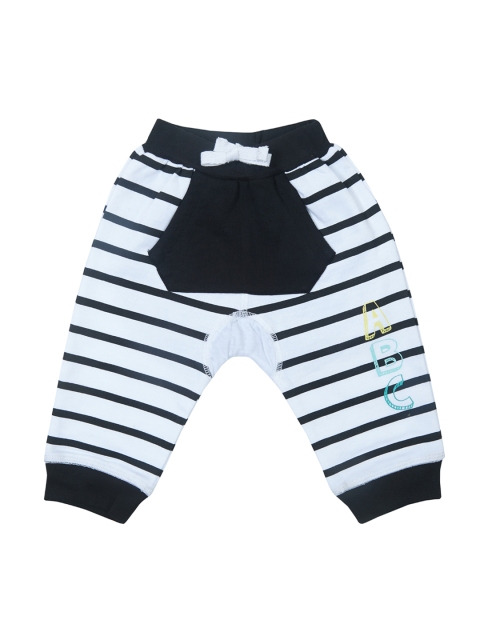 

Gini and Jony Boys White & Black Regular Fit Striped Joggers