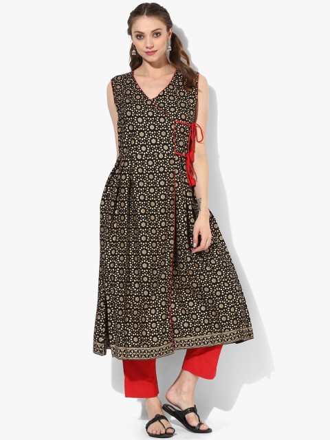 

Sangria Women Black & Red Printed Kurta with Trousers