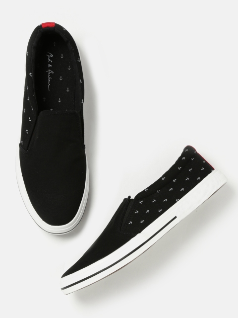 

Mast & Harbour Men Black Printed Slip-On Sneakers