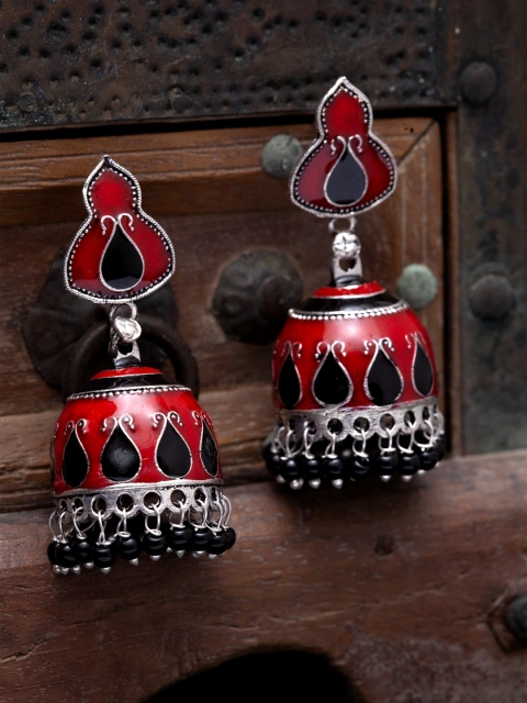 

Infuzze Red & Black Handcrafted Beaded Jhumkas