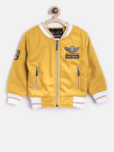 

Okane Boys Mustard Yellow Solid Bomber Jacket