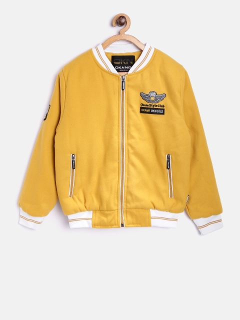 

Okane Boys Mustard Yellow Solid Bomber Jacket