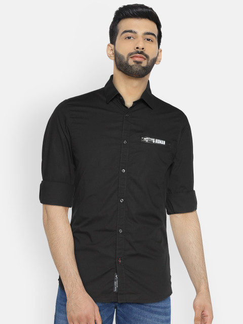 

Being Human Clothing Men Black Slim Fit Self Design Casual Shirt
