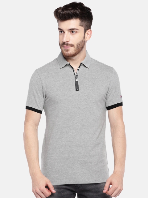 

Being Human Clothing Men Grey Solid Polo Collar T-shirt