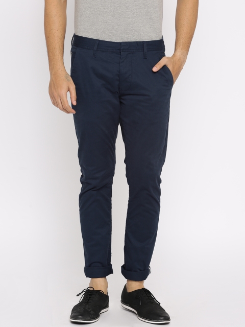 

Being Human Clothing Men Navy Blue Slim Fit Solid Chinos