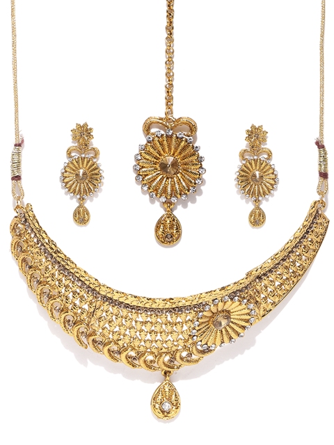 

Zaveri Pearls Gold-Toned Stone-Studded Jewellery Set