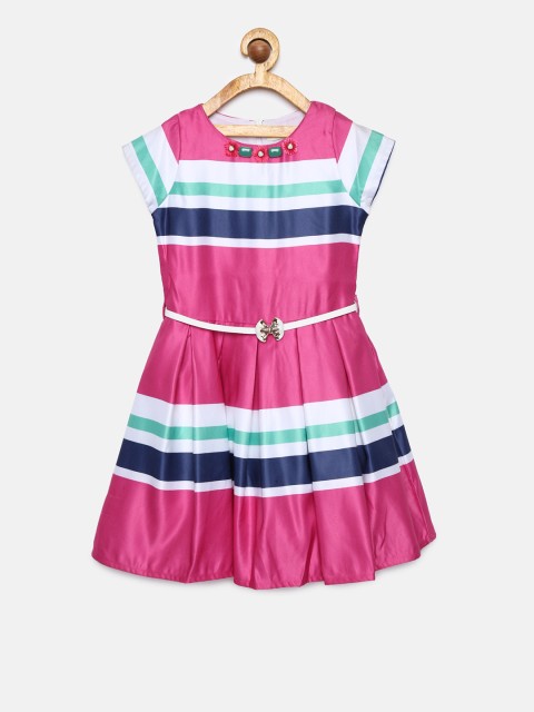 

Tiny Girl Girls Pink Striped Fit & Flare Dress