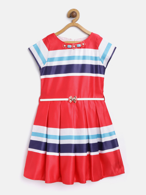 

Tiny Girl Red & White Striped Fit & Flare Dress