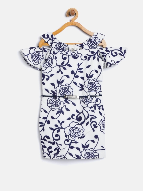 

Tiny Girl Off-White & Navy Blue Floral Print Sheath Dress