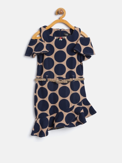 

Tiny Girl Girls Brown & Navy Blue Printed A-Line Dress