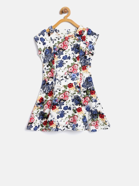 

Tiny Girl Girls Off-White & Navy Floral Print A-Line Dress