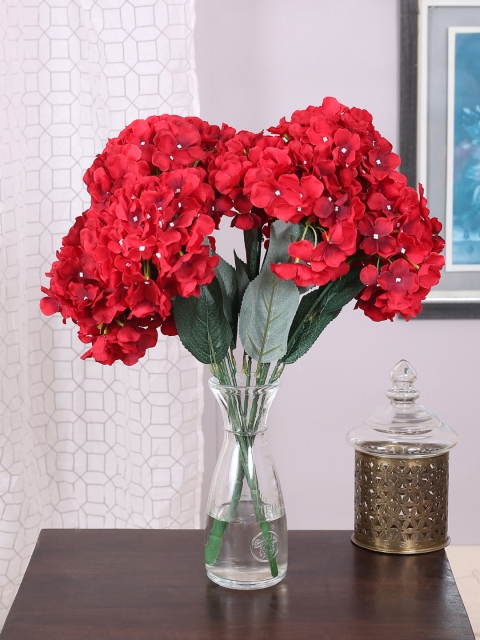 

Fourwalls Set Of 2 Red Artificial Hydrangea Flower Bunches