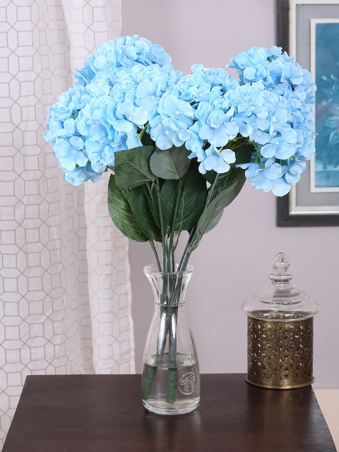 

Fourwalls Set Of 2 Blue Artificial Hydrangea Flower Bunches Without Pot