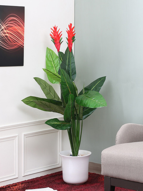 

Fourwalls Green Pandanus Decorative Artificial Ginger Floor Plant without Pot, Red