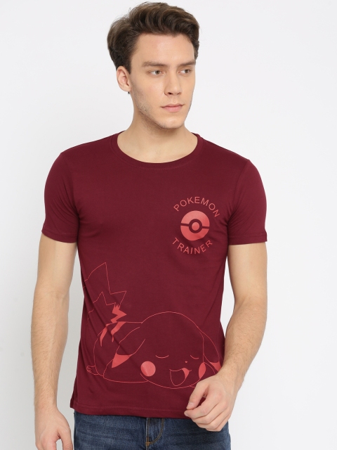 

Kook N Keech Pokemon Men Maroon Printed Round Neck T-shirt