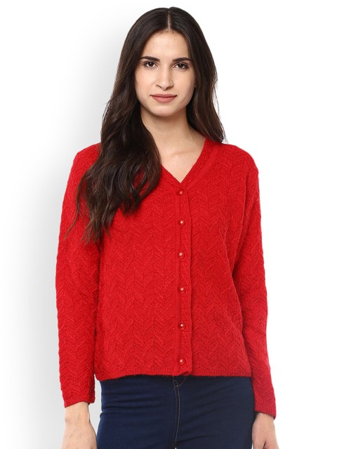 

Cayman Women Red Solid Cardigan