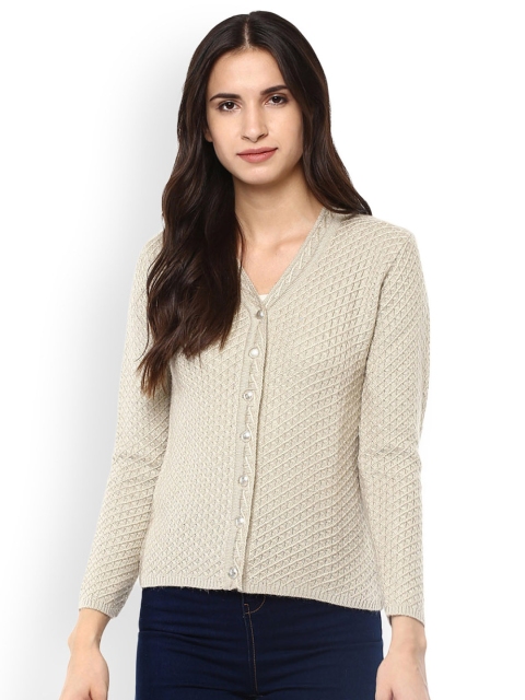 

Cayman Women Beige Self-Design Cardigan