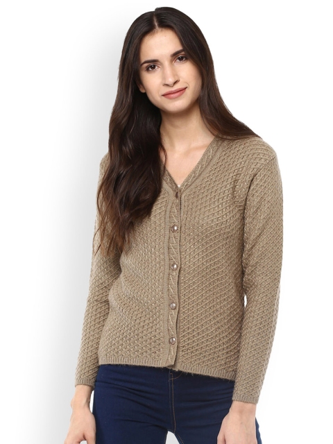 

Cayman Women Brown Self Design Cardigan