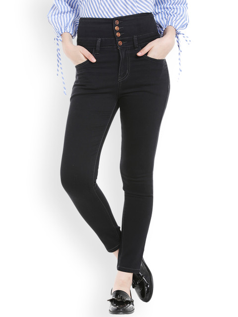 

TARAMA Women Black Skinny Fit High-Rise Clean Look Stretchable Jeans