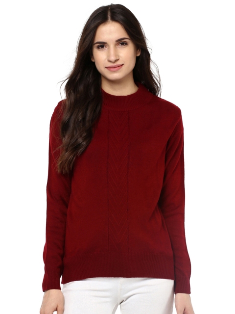 

Cayman Women Maroon Self-Design Pullover