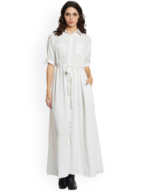 

THE SILHOUETTE STORE Women Off-White Printed Maxi Dress