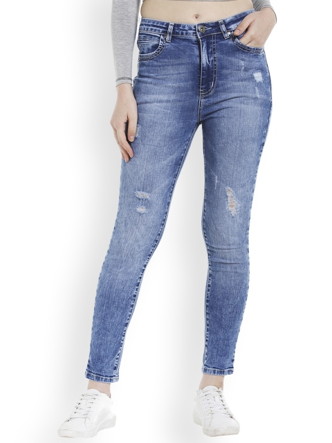 

TARAMA Women Blue Skinny Fit Mid-Rise Mildly Distressed Stretchable Jeans