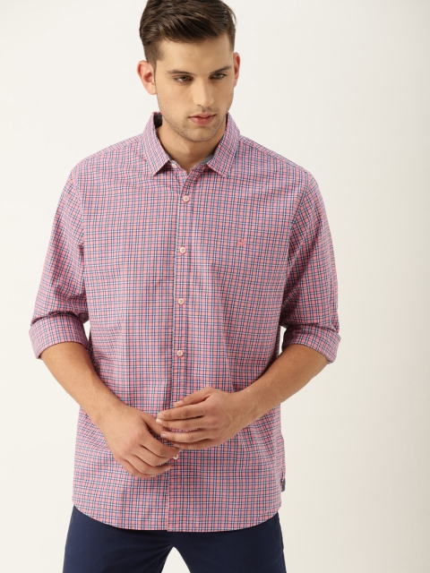

United Colors of Benetton Men Pink & Blue Slim Fit Checked Casual Shirt