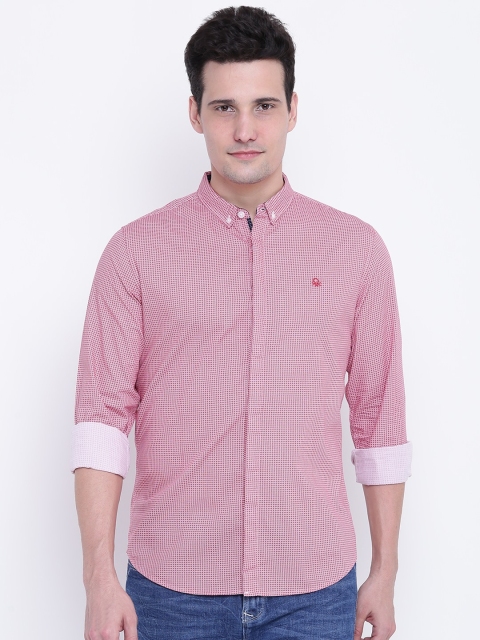 

United Colors of Benetton Men White & Red Slim Fit Printed Casual Shirt
