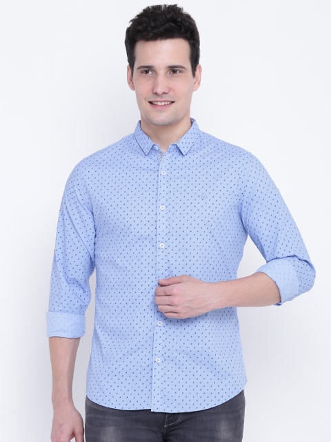 

United Colors of Benetton Men Blue Slim Fit Printed Casual Shirt