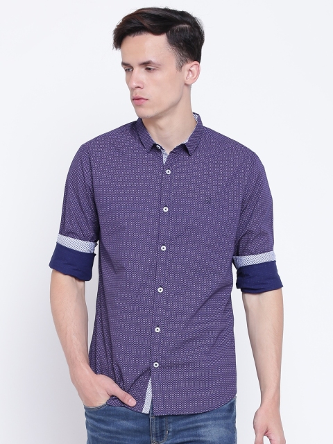 

United Colors of Benetton Men Purple & Pink Slim Fit Printed Casual Shirt