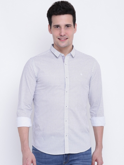 

United Colors of Benetton Men Off-White & Black Slim Fit Printed Casual Shirt