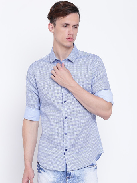 

United Colors of Benetton Men Blue Slim Fit Printed Casual Shirt
