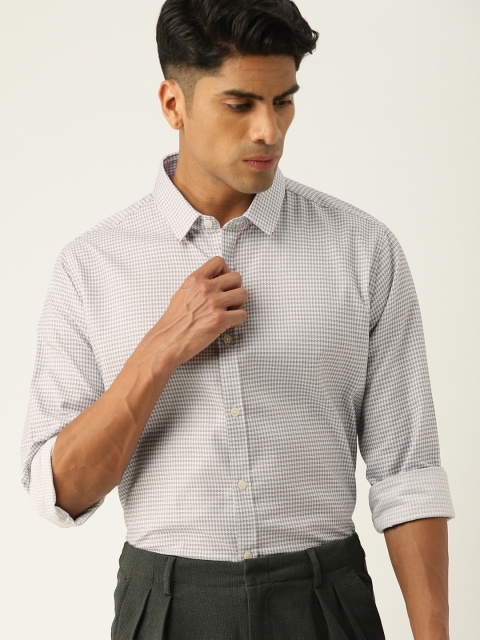 

United Colors of Benetton Men Grey & Off-White Slim Fit Self-Design Casual Shirt