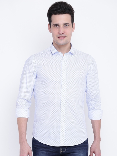 

United Colors of Benetton Men White & Blue Slim Fit Printed Casual Shirt