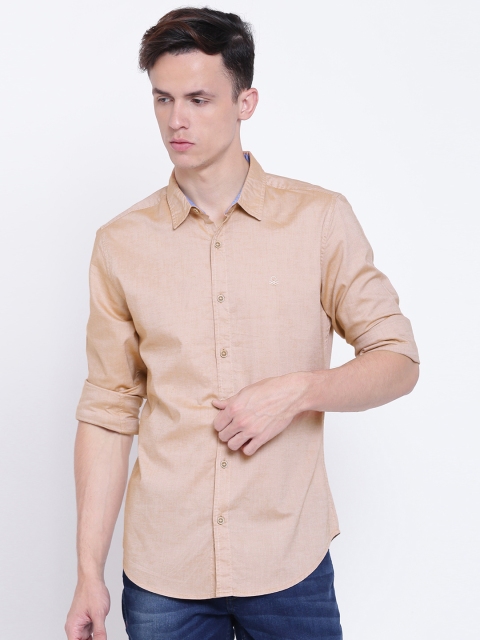 

United Colors of Benetton Men Beige Slim Fit Solid Casual Shirt