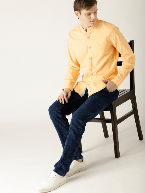 

United Colors of Benetton Men Mustard Yellow Solid Casual Shirt