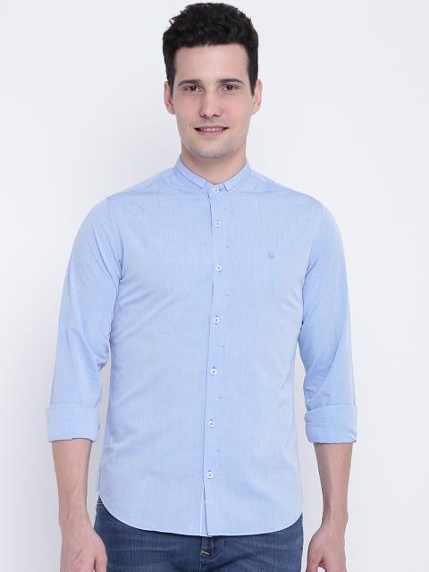 

United Colors of Benetton Men Blue Slim Fit Solid Casual Shirt