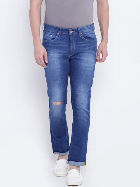 

United Colors of Benetton Men Blue Skinny Fit Mid-Rise Slash Knee Stretchable Jeans