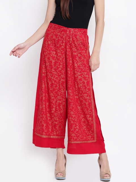 

RANGMANCH BY PANTALOONS Women Red Printed Flared Palazzos