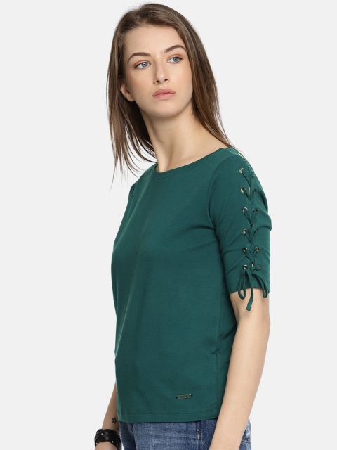 

Roadster Women Green Solid Top