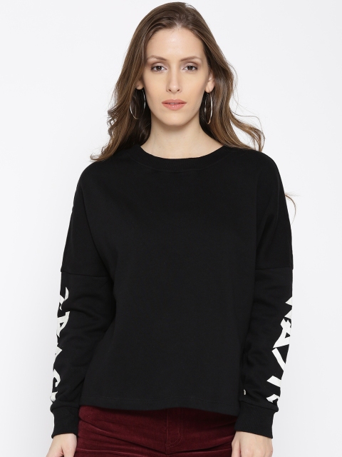 

ONLY Women Black Solid Sweatshirt