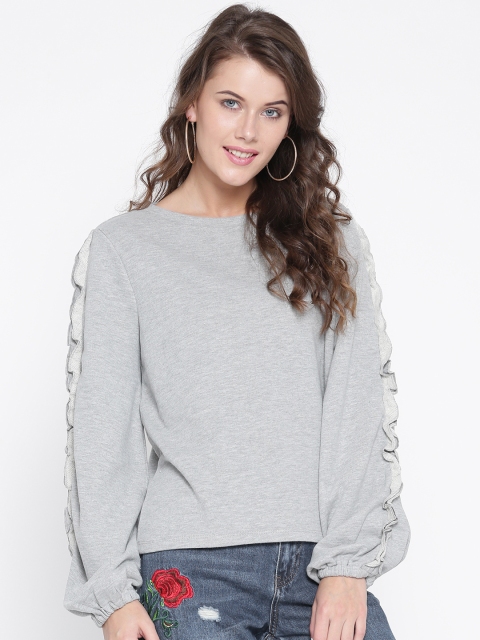 

ONLY Women Grey Melange Solid Sweatshirt